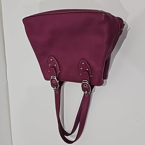 Cole Haan leather purple pink Satchel/shoulder handbag bag multiple compartments - Picture 15 of 16